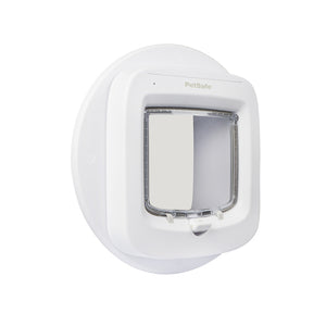 Installation Adaptor for Microchip Cat Flap & Manual-Locking Cat Flap (White)
