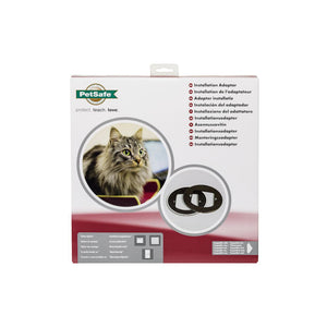 Installation Adaptor for Microchip Cat Flap & Manual-Locking Cat Flap (Brown)
